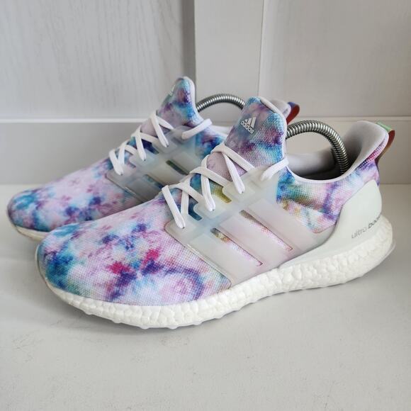 Adidas Women's 9.5 Ultra Boost 4.0 DNA Tie Dye Rose Running Shoe Sneaker -GZ7098 - Picture 1 of 11